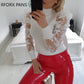 Lace Puff Sleeve Knit Top - Forever Growth 