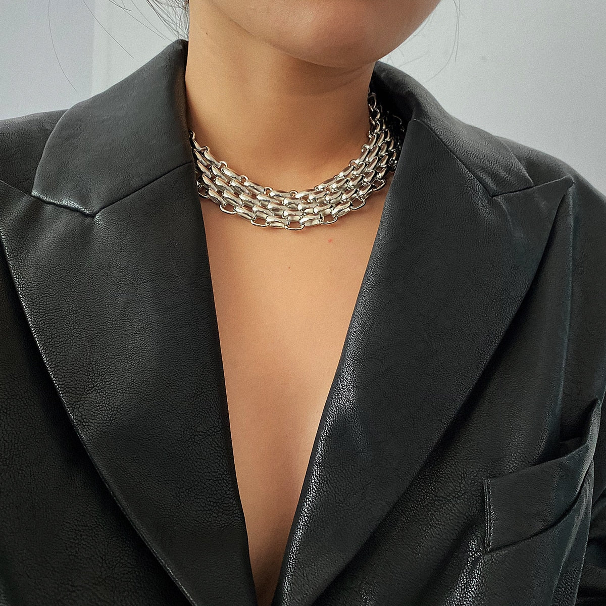 Punk Chunky Chain Choker Layered Necklace - Forever Growth 