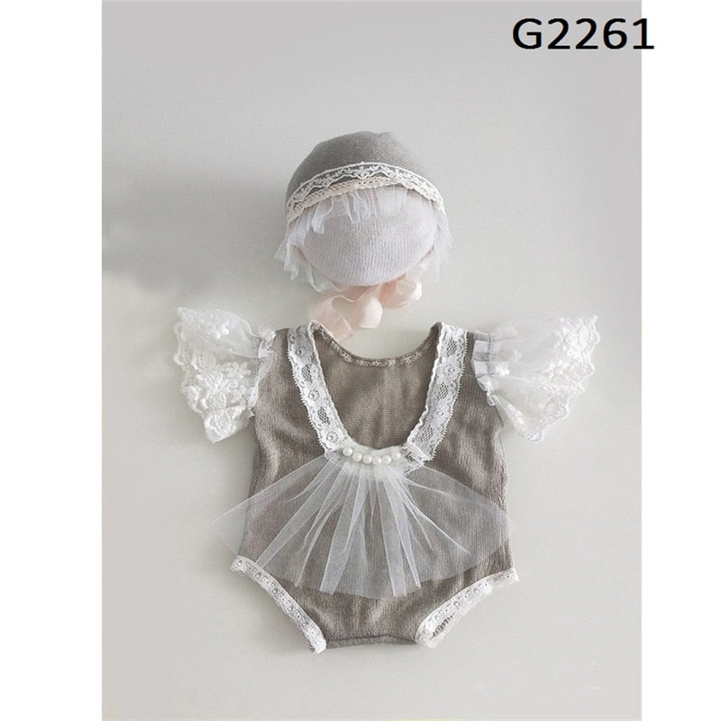 Newborn Photography Props Hat Baby Lace Romper Bodysuits - Forever Growth 