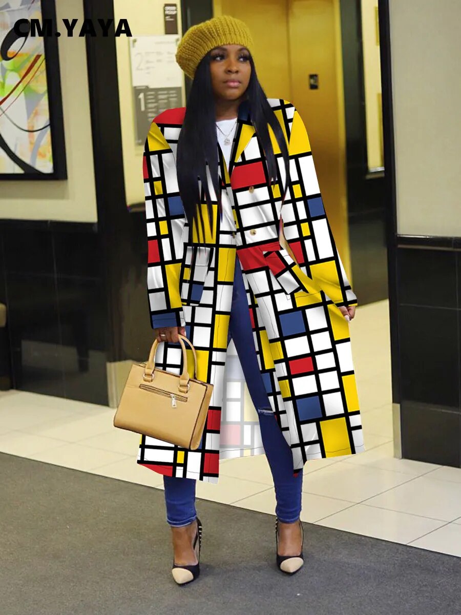 Plaid Print Full Sleeve Long Trench Coat - Forever Growth 
