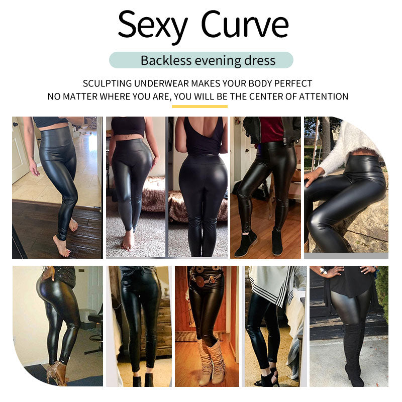 High Waist Faux Leather Thick PU Leggings - Forever Growth 
