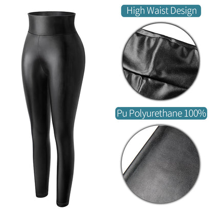 High Waist Faux Leather Thick PU Leggings - Forever Growth 