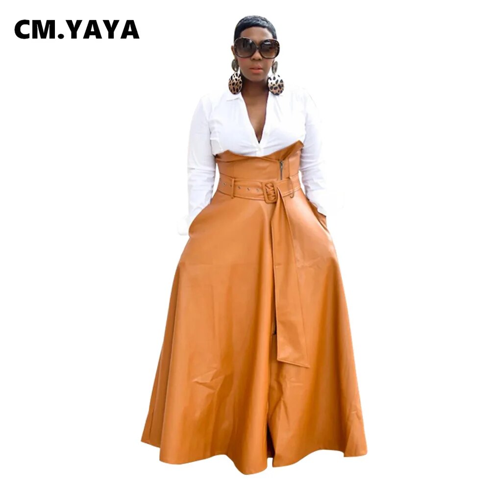 High Waist Faux Leather Long Skirts - Forever Growth 