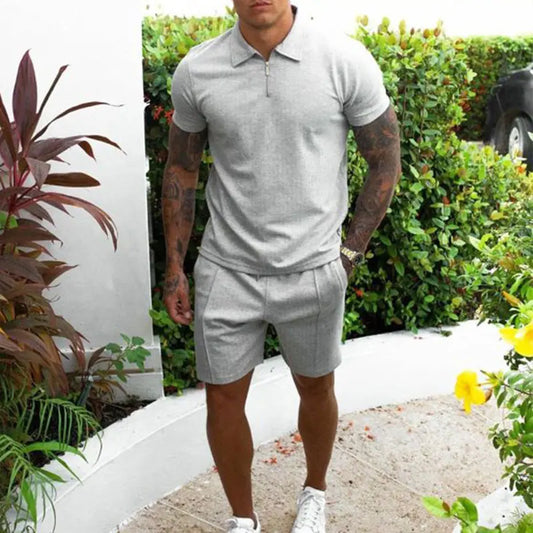 Summer Casual Luxury Polo Shirt+ Shorts Set - Forever Growth 