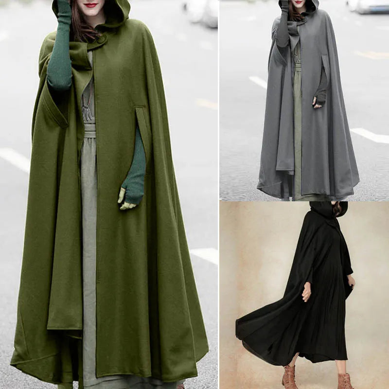 Poncho Winter Hooded Open Front Cloak Long Coat - Forever Growth 