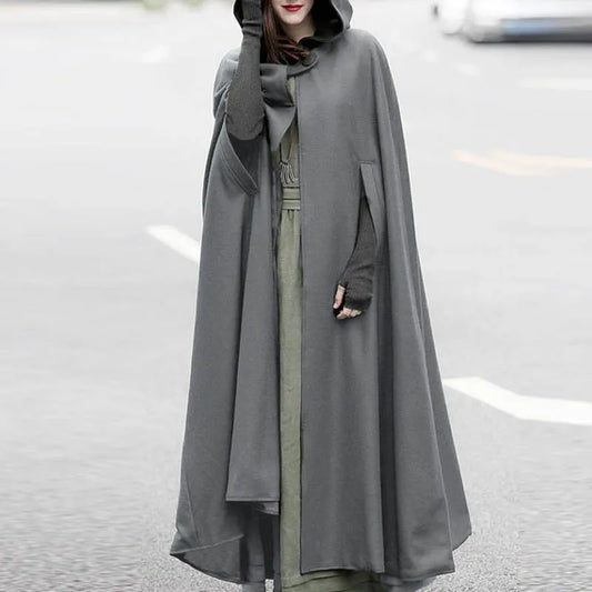 Poncho Winter Hooded Open Front Cloak Long Coat - Forever Growth 