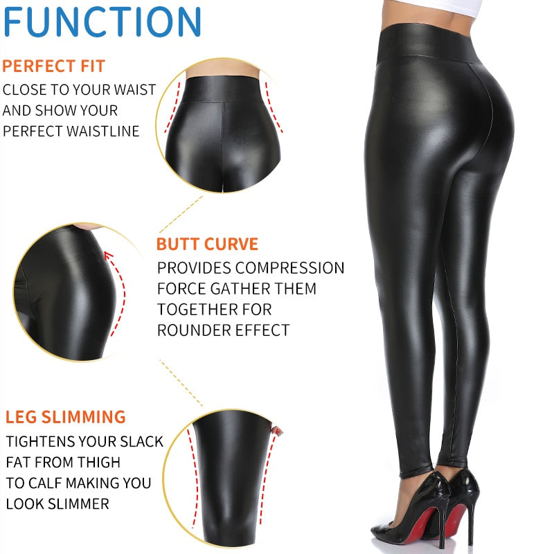 High Waist Faux Leather Thick PU Leggings - Forever Growth 