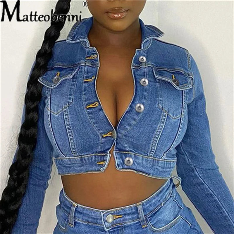 Denim Short Slim Stretch Jackets