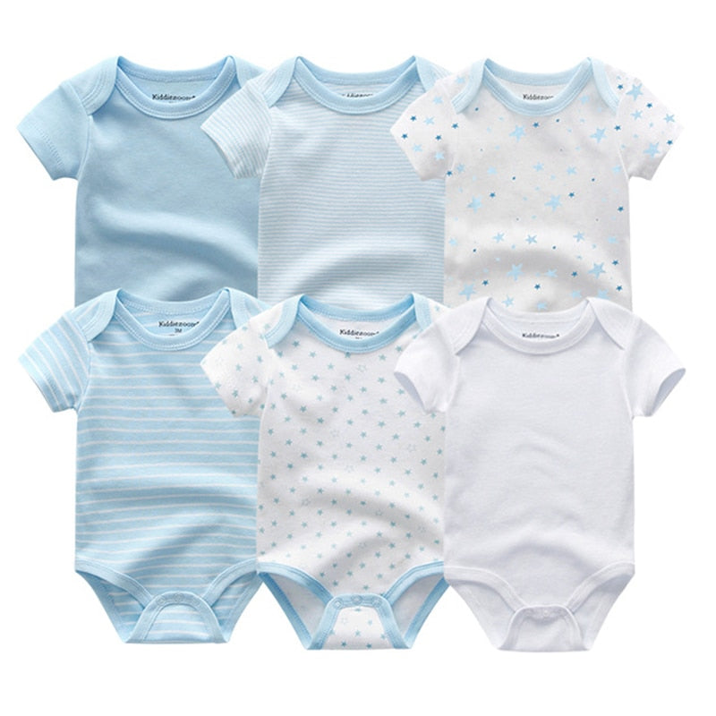 6PCS Cotton Short Sleeve Newborn Baby Bodysuits - Forever Growth 