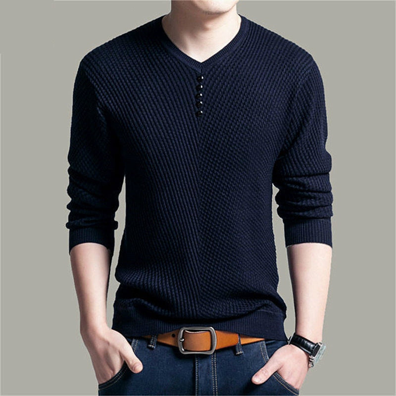 Solid As A Rock  V-Neck  Cashmere Sweater - Forever Growth 