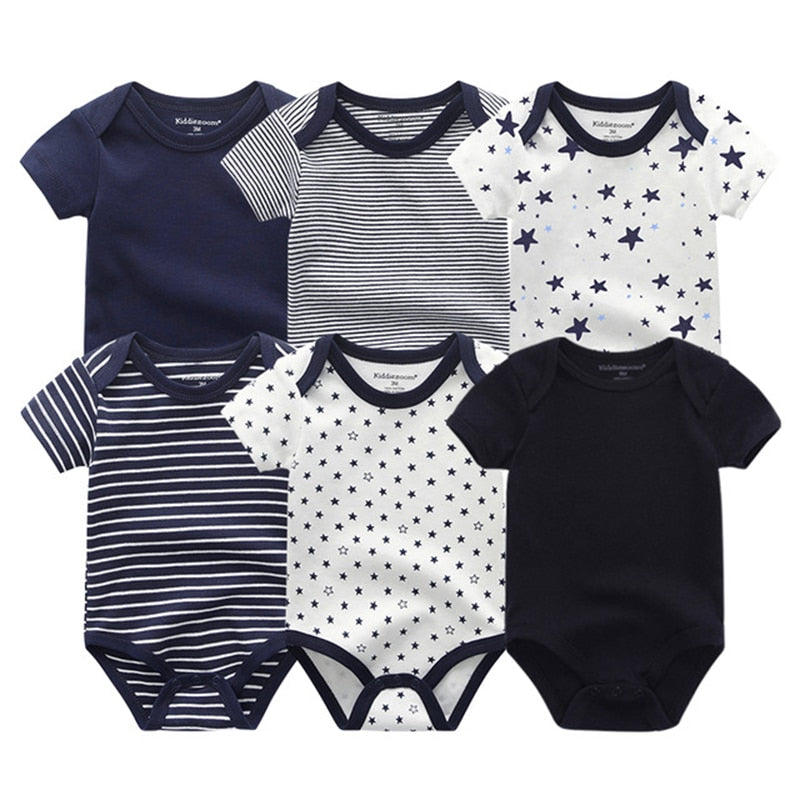 6PCS Cotton Short Sleeve Newborn Baby Bodysuits - Forever Growth 