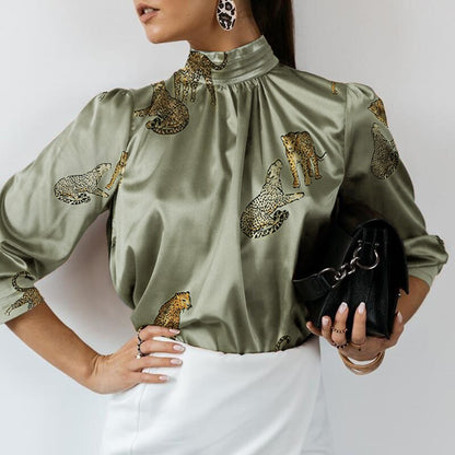 Sophisticated Lady Chic Satin Tunic Blouse - Forever Growth 
