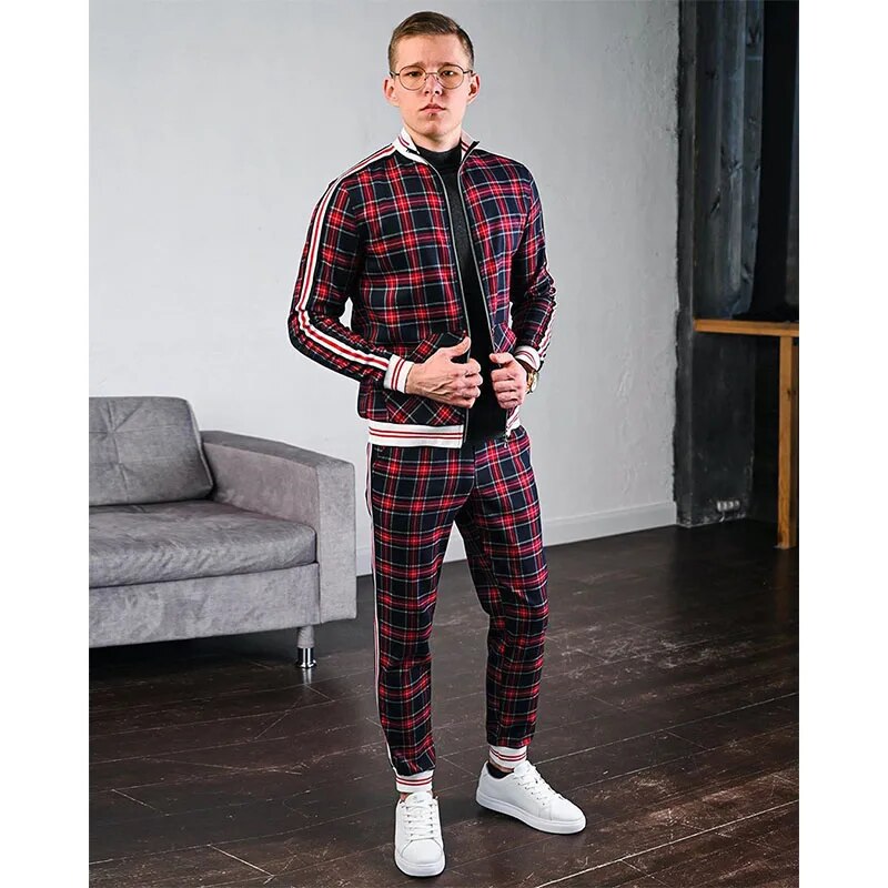 Colorful Plaid Casual Zipper 3D Print Set - Forever Growth 
