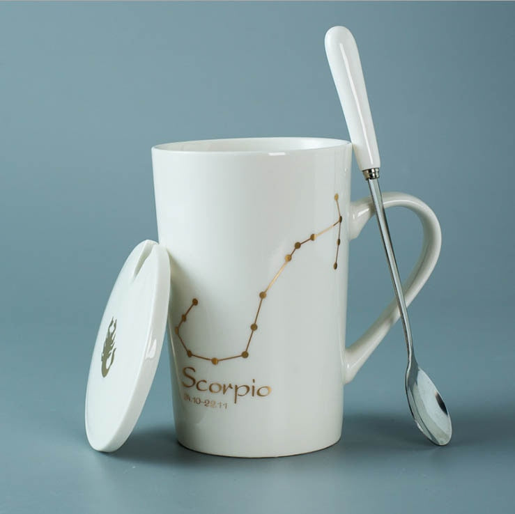 Ceramic 12 Constellations Creative Mugs w/ Spoon - Forever Growth 