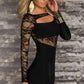 Long Sleeve Lace Cut-Out Sexy Mini Dress - Forever Growth 