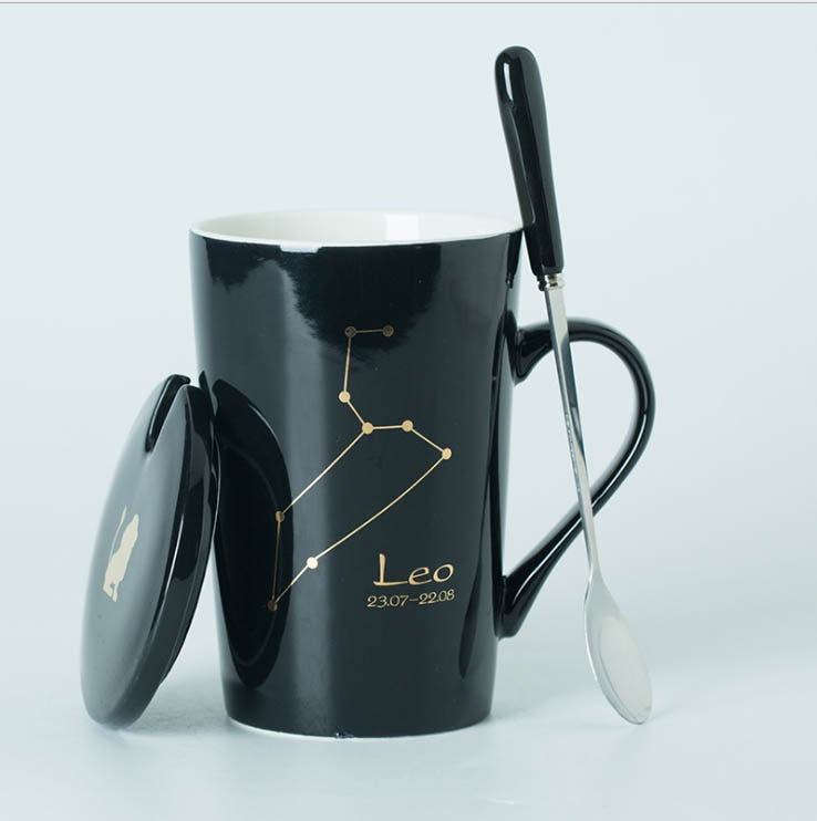 Ceramic 12 Constellations Creative Mugs w/ Spoon - Forever Growth 