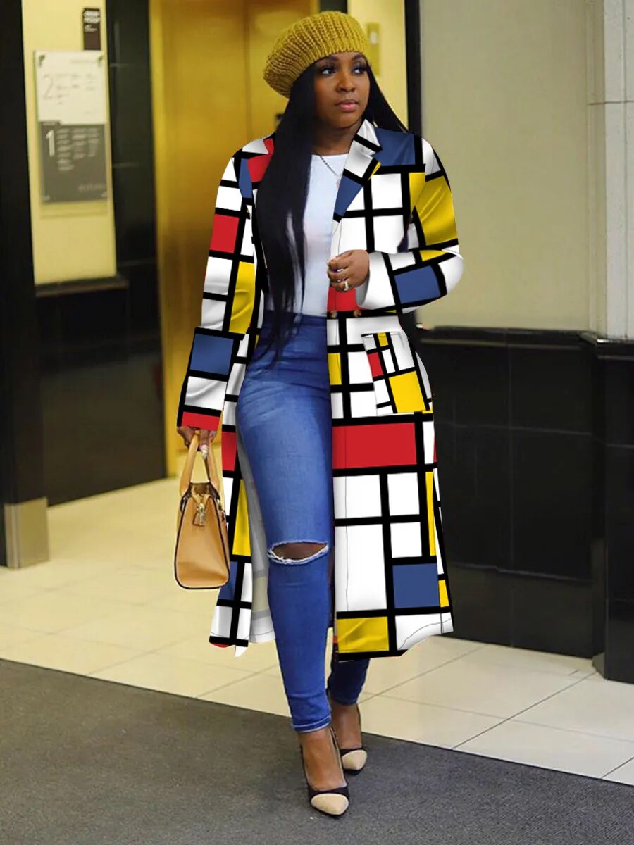 Plaid Print Full Sleeve Long Trench Coat - Forever Growth 