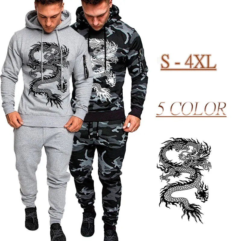 Camouflage Dragon Printing Hoodies+ Sweatpants - Forever Growth 