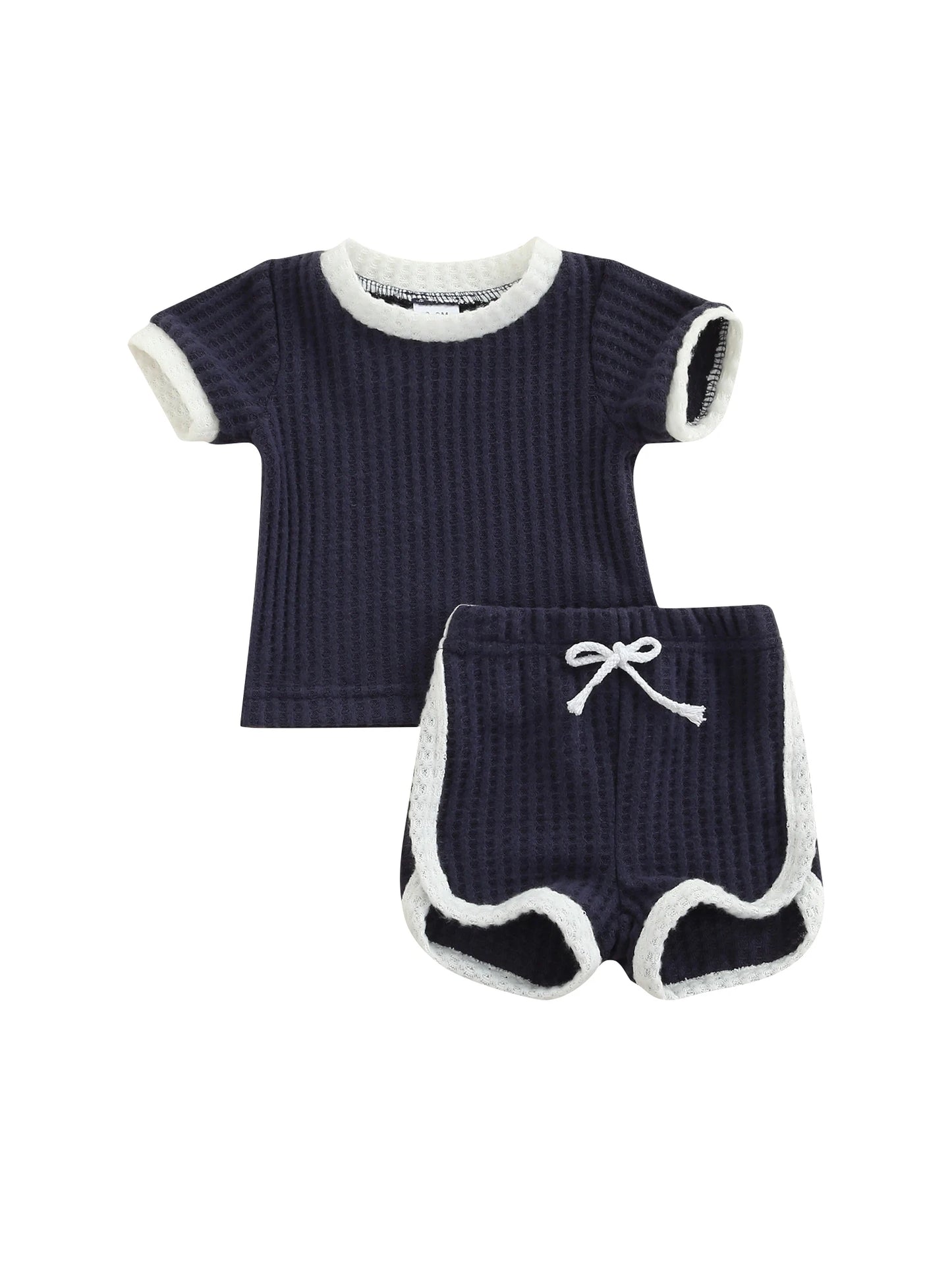 Newborn Ribbed Casual Short Sleeve Shirt+ Tie Up Shorts - Forever Growth 