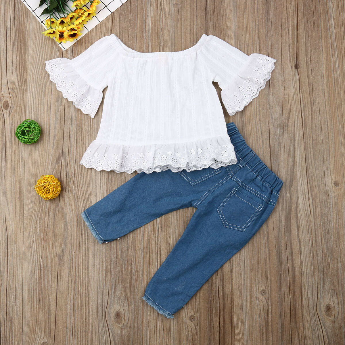 1T-4T Tops+ Denim Long Pants Outfits Set - Forever Growth 