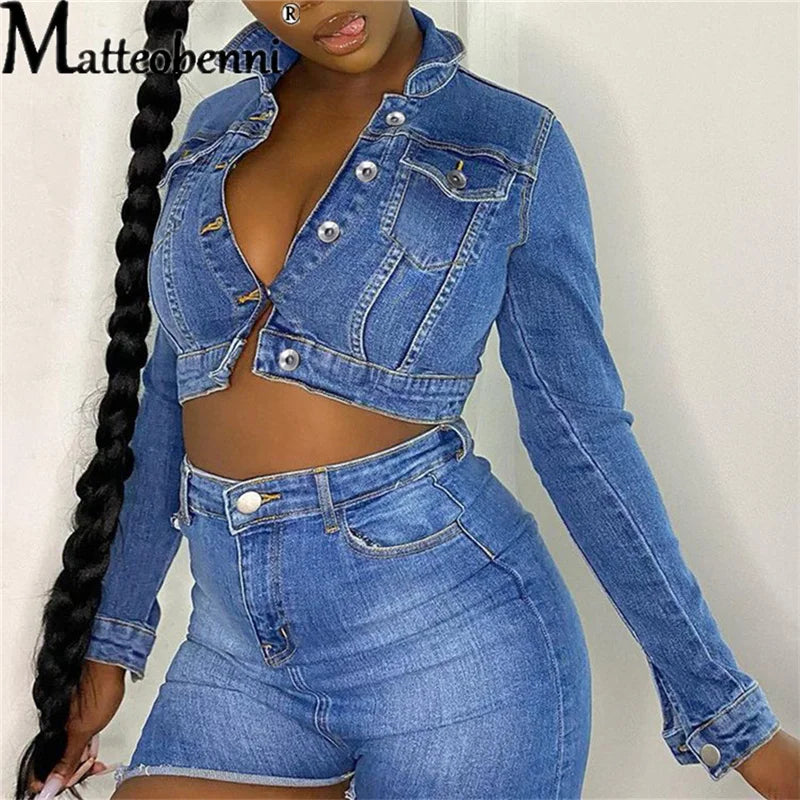 Denim Short Slim Stretch Jackets