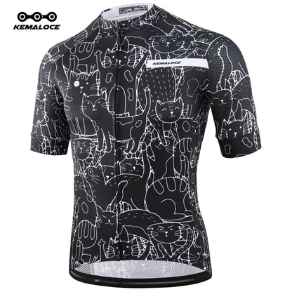 Breathable Unisex White Cartoon Cat Cycling Jersey - Forever Growth 