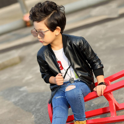 2-8T Toddler Kid Long Sleeve Leather PU Jacket - Forever Growth 