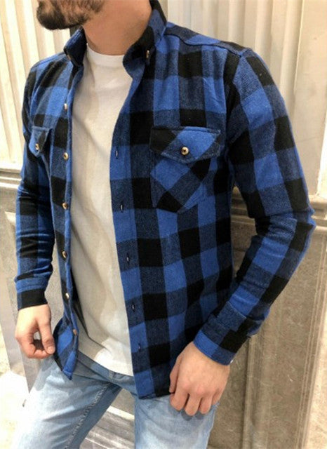 Outer Slim Long Sleeve Plaid Shirt - Forever Growth 