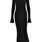 Spliced Slim Ruched Long Sleeve Long Dress - Forever Growth 