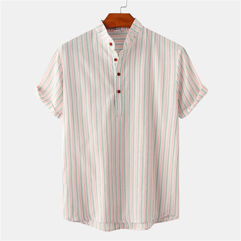 Striped Casual Stand Collar Plus Size Shirt - Forever Growth 