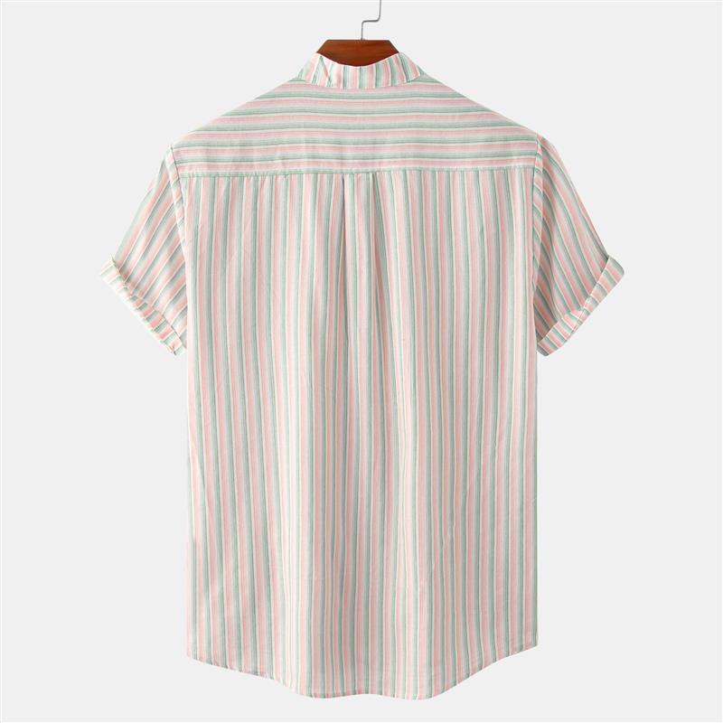 Striped Casual Stand Collar Plus Size Shirt - Forever Growth 