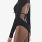 Open Back Sexy Tight Long Sleeve Bodysuit w/Chest Pad - Forever Growth 
