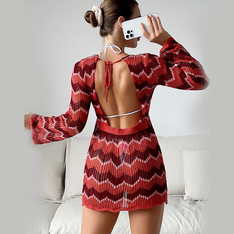 Knitted Hollow Sexy Backless Beach Dress - Forever Growth 
