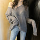 Thin Loose Mohair Idle Style Hollow Knit Smock Top - Forever Growth 