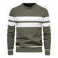 New Autumn And Winter Men's Casual Stripe Men's Sweater Pullover Colored Round Neck Men's European Size Knitted Men Top - Forever Growth 