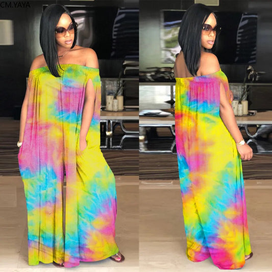 Tie Dye Galaxy Off Shoulder Beach Jumpsuits - Forever Growth 