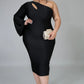 Plus Size Sexy One Shoulder Cut Out Bodycon Midi Dress - Forever Growth 