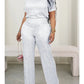 Sequin Short Sleeved Shirt+ Wide Leg Pants Set - Forever Growth 