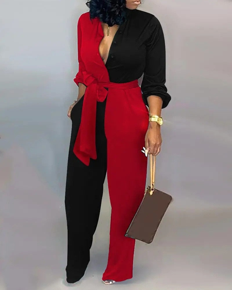 Elegant Chain Ring Print High Waist Jumpsuit - Forever Growth 