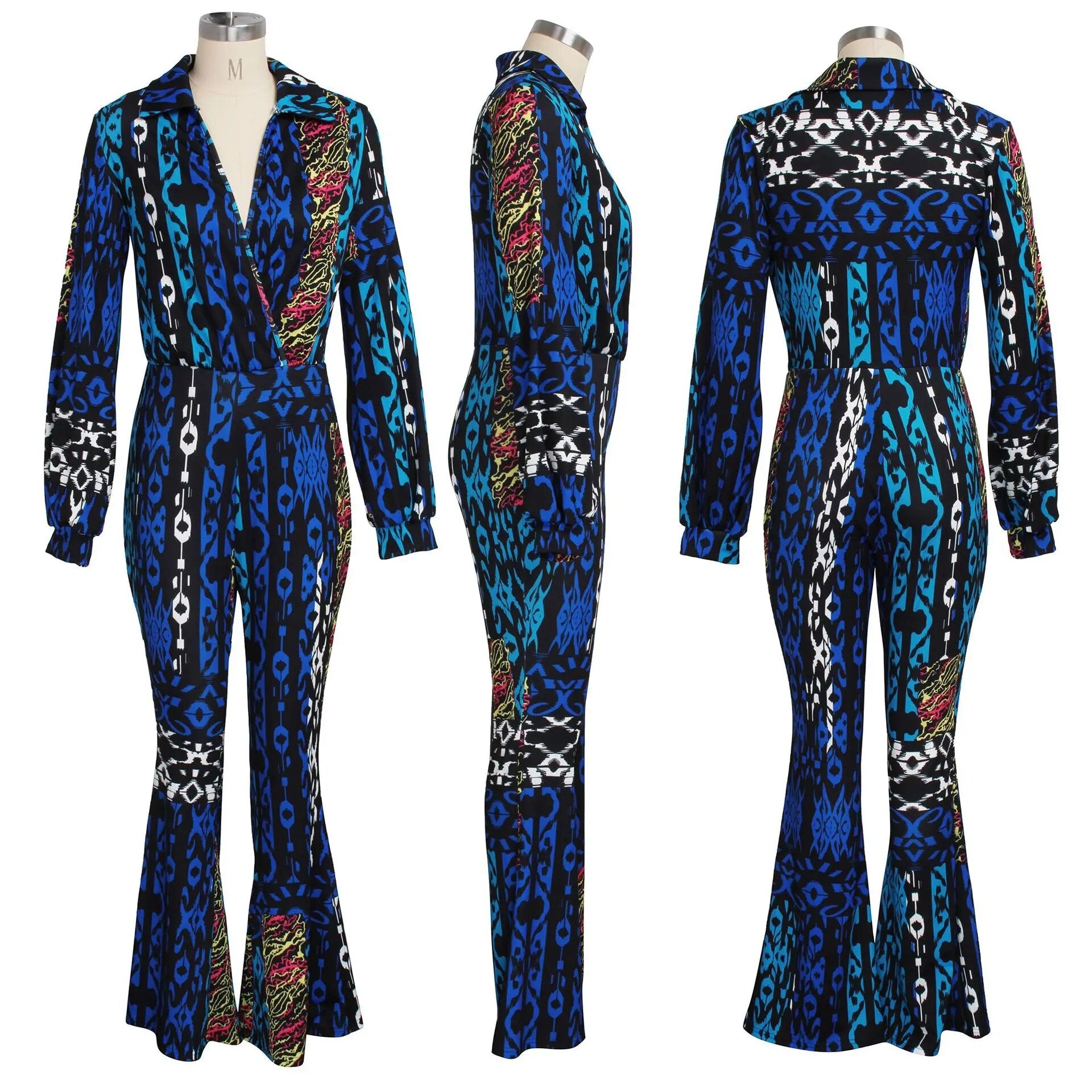 Leopard Print Turn-down Neck Long Sleeve Jumpsuits - Forever Growth 