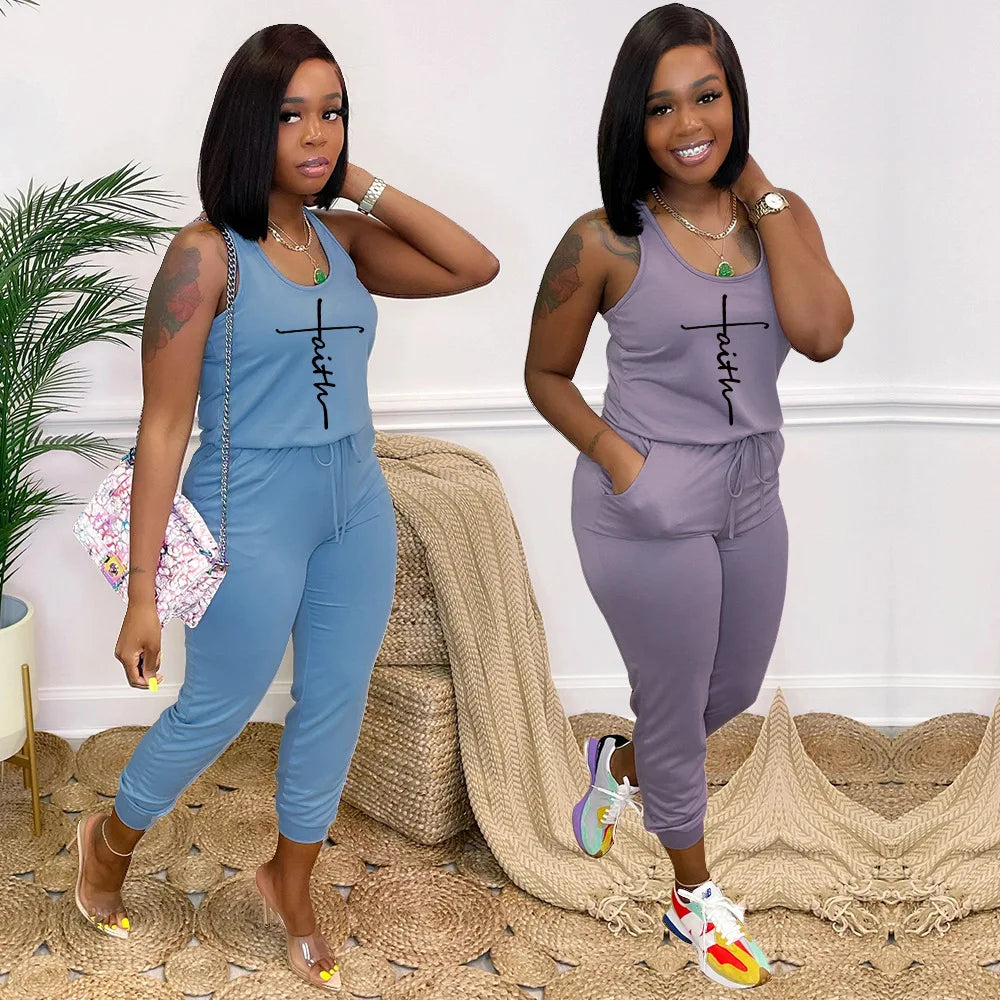 Solid Color Sleeveless Jumpsuits w/Pockets - Forever Growth 