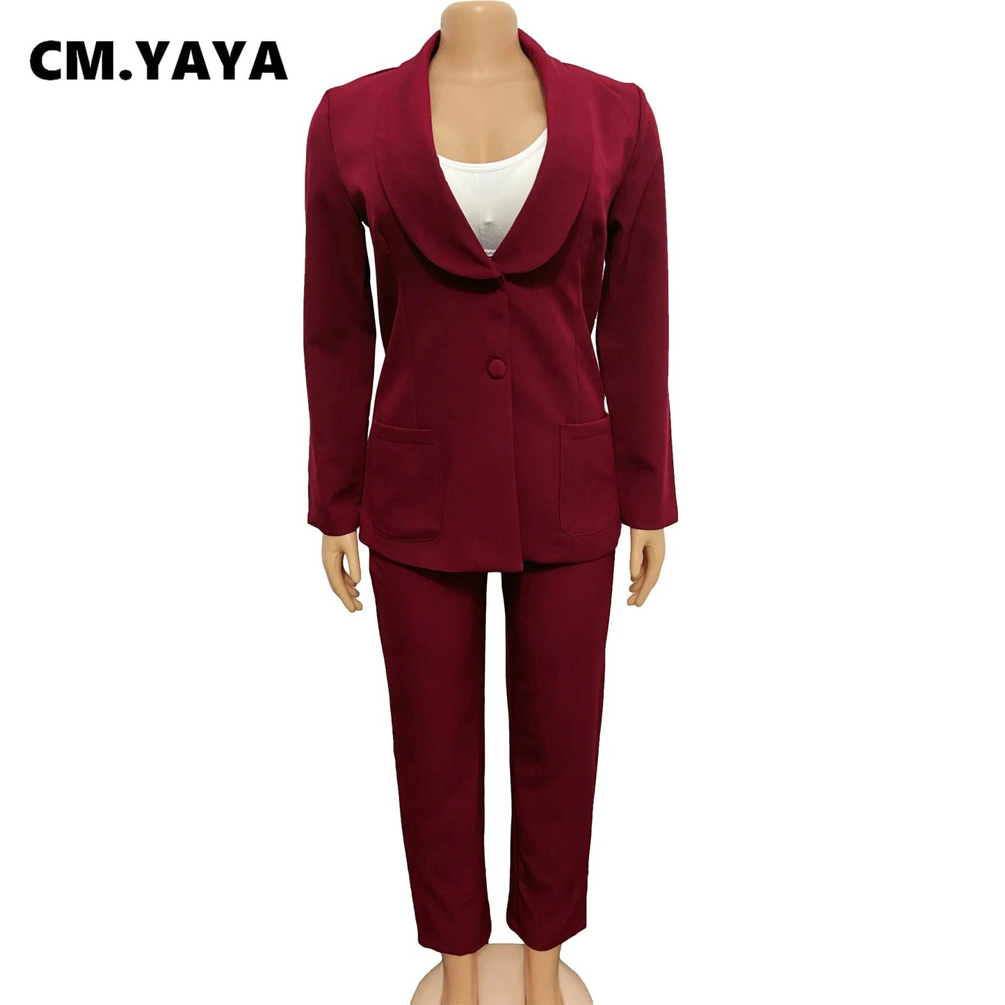 Sexy Notched Button Blazer+ Straight Pants Suits - Forever Growth 