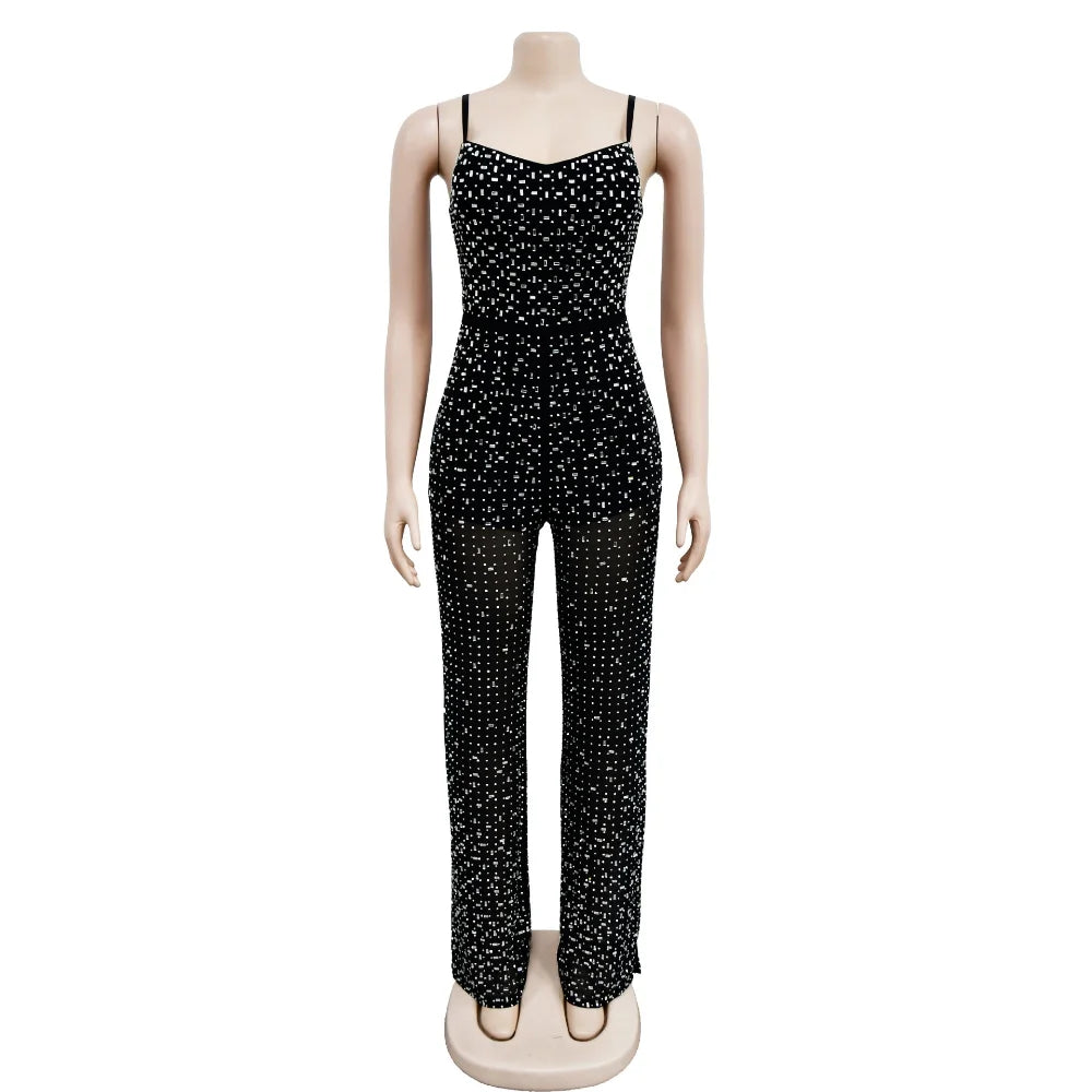 Sleeveless Skinny Rhinestone Jumpsuit - Forever Growth 