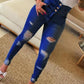 High Waist Buttoned Cutout Ripped Casual Skinny Jeans - Forever Growth 