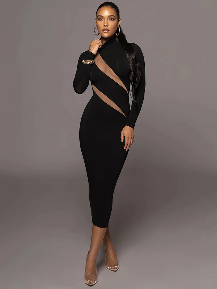 Elegant Long Sleeve Bodycon Sexy Maxi Dress - Forever Growth 