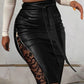 Sexy High Waist Split Black PU Leather Skirt - Forever Growth 