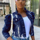 Puff Long Sleeve Turn Down Neck Button Up Denim Jackets - Forever Growth 