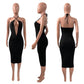 His Ribbed V-Neck Backless Bodycon Dress - Forever Growth 