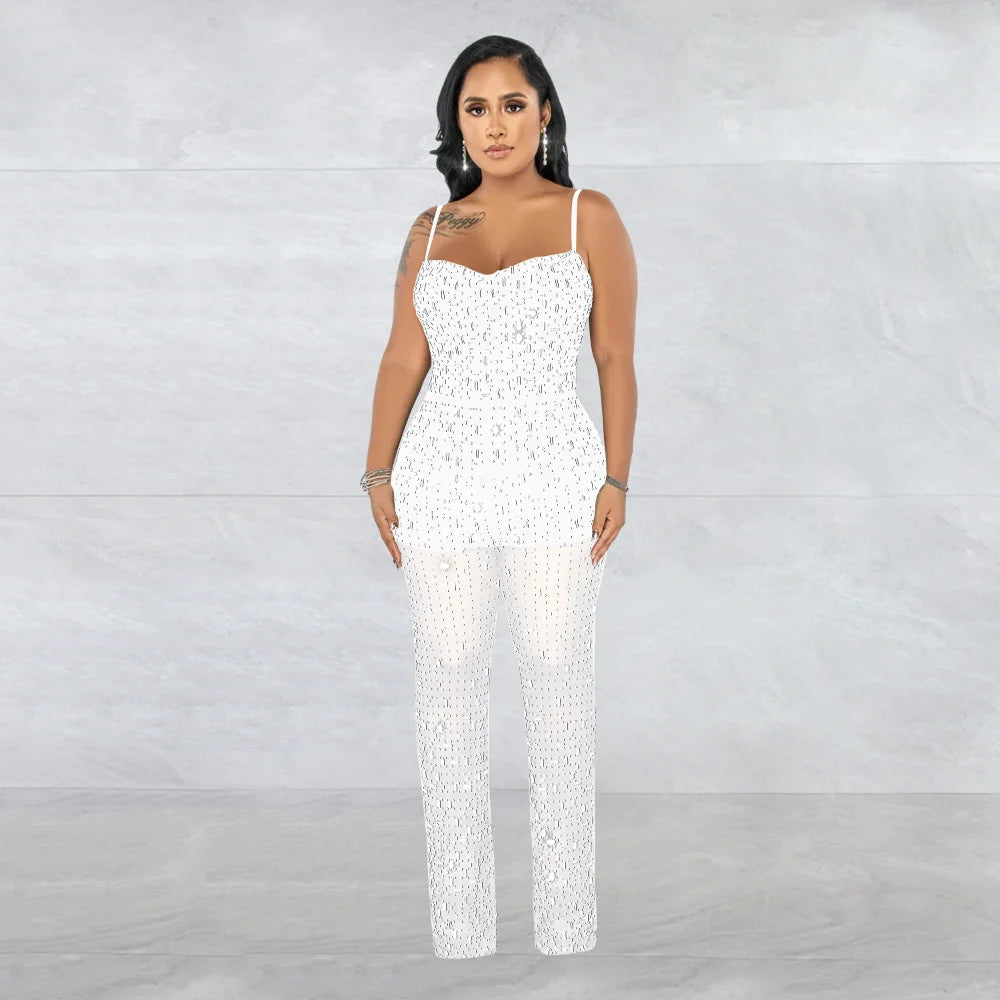 Sleeveless Skinny Rhinestone Jumpsuit - Forever Growth 