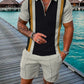 Casual Zip Polo Shirt Shorts Set - Forever Growth 